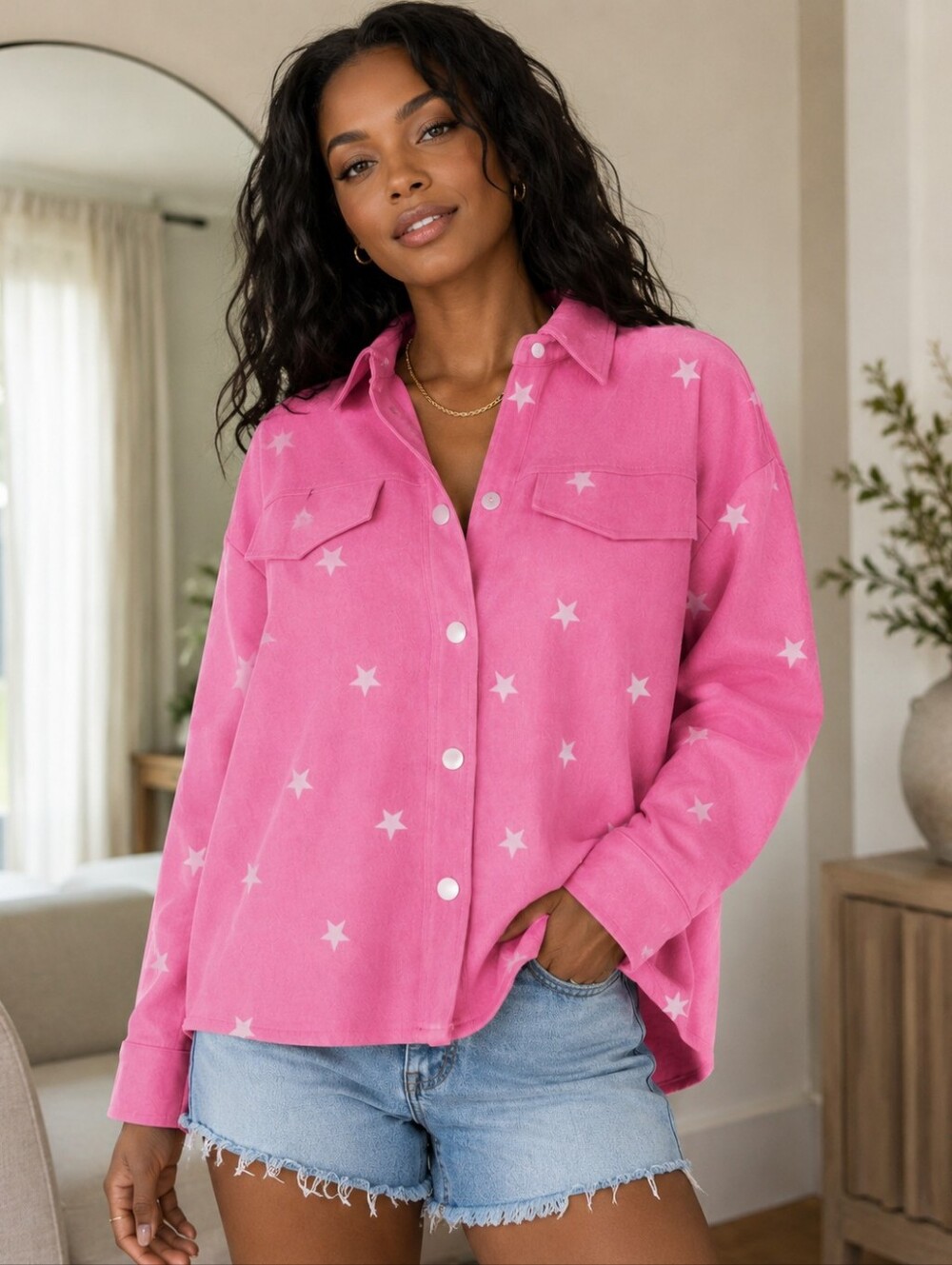 Dance & Marvel A Star Is Born Faux Suede Shacket In Pink S NWT